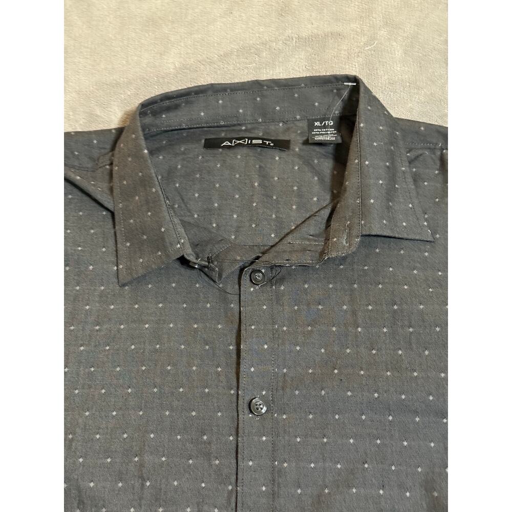 NWOT Axist Size XL Men Button Up Shirt Gray Diamond All Over Collared Cotton - Picture 3 of 5